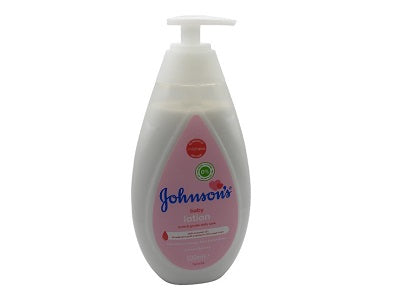 Johnson's baby lotion bottle with pump, pink label