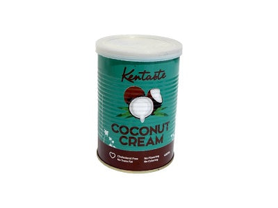Kentaste coconut cream tub with white lid, green label, 400 ml