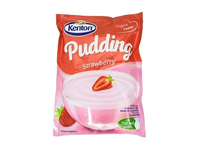 Kenton strawberry pudding dessert pouch with pink pudding bowl graphic