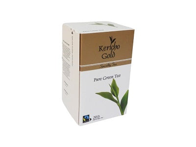 Green tea box with green leaf graphics, Kericho Gold, 40g
