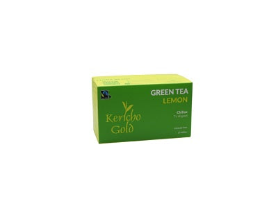 Kericho Gold green tea lemon tea bags box, green package