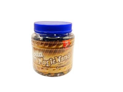 Ki Lotta Magicwand toffee candy jar with blue lid, 50 pieces