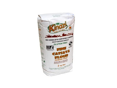 Kinazi cassava flour bag, fine ground, gluten-free, 2kg pack
