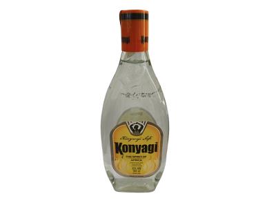Konyagi 500 ml clear glass bottle with orange cap and front label