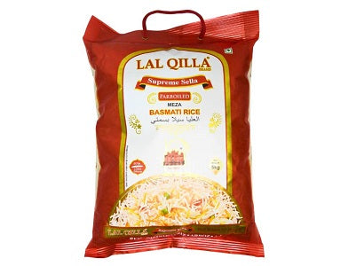 LAL QUILLA parboiled basmati rice bag, red and gold front label