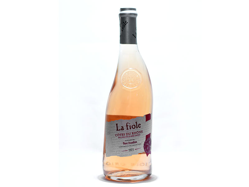 La Fiole Cotes Du Rhone 750ml rosé wine bottle with labeled glass and dark cap