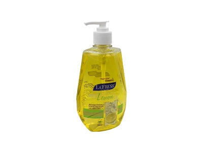 La Fresh lemon punch hand wash bottle with white pump, yellow gel