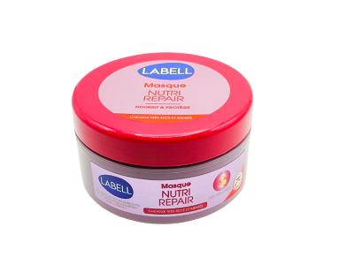 Labell Masque Nutri Repair hair masque jar with red lid, purple label