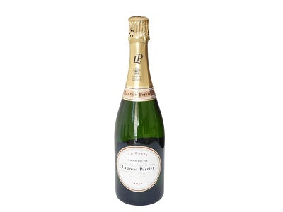 Laurent-Perrier Brut champagne bottle with gold foil neck and cream label