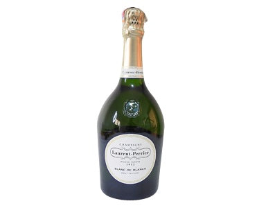 Laurent-perrie Champagne bottle with gold foil neck and label facing forward