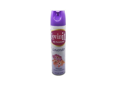 Lovinit lavender air freshener spray can with purple cap, 300m