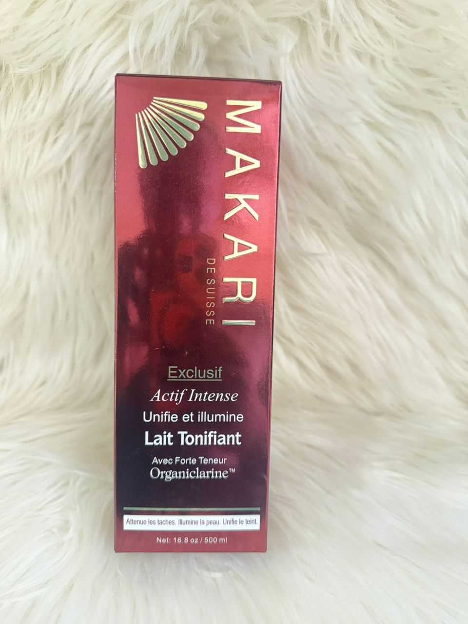 Makari Lait Tonifiant toning milk in red rectangular box with gold shell logo