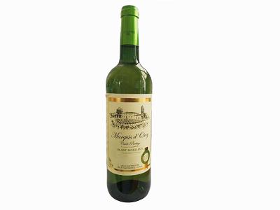 Marquis d'Orey cuvee prestige white wine bottle, green glass, gold label, 750 ml