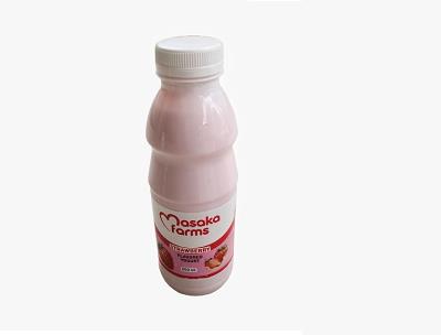 Masaka Farms 500ml yogurt bottle, light pink, white cap