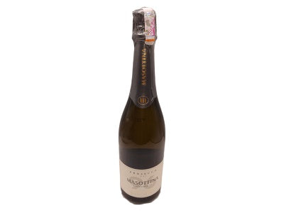 Masottina Prosecco wine bottle with dark glass and foil-wrapped neck
