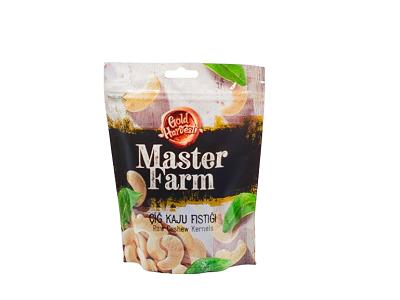 Raw cashew kernels pouch with resealable plastic bag, 200 g