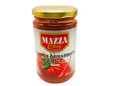 Mazza Tomato Arrabbiata sauce in glass jar with gold lid