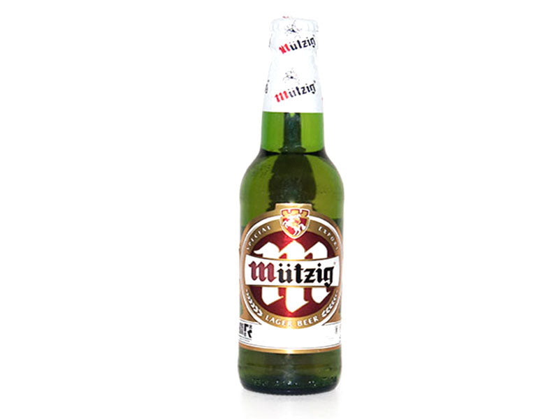 Miitzig lager beer bottle, 65cl, green glass with label