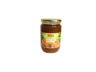 Mila apricot jam jar with gold lid, 800g glass container
