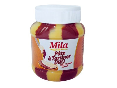 Mila Duo chocolate spread jar, 400g, marbled chocolate and vanilla stripes