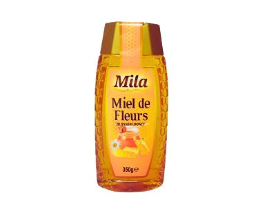 Mila squeezed honey bottle, 350g, amber honey squeeze container