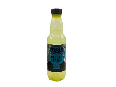 330ml soft drink bottle, Bitter Lemon flavor, yellow-green drink with black cap