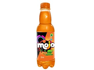 330ml soft drink bottle, Orange flavor, orange drink with amber twist cap