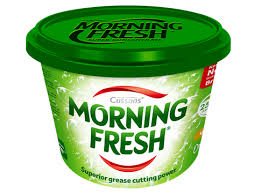 Morning Fresh dish washing paste tub, green lid and label