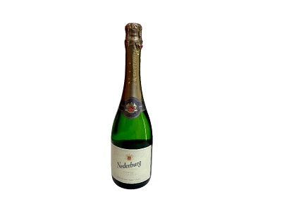Nederburg Brut sparkling wine bottle, green glass with gold foil neck
