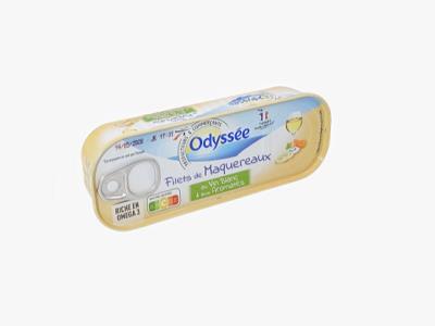 Odyssee Maquereaux white wine fish spread tin, rectangular sealed packaging