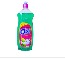 OXI green dishwashing liquid bottle with pink cap