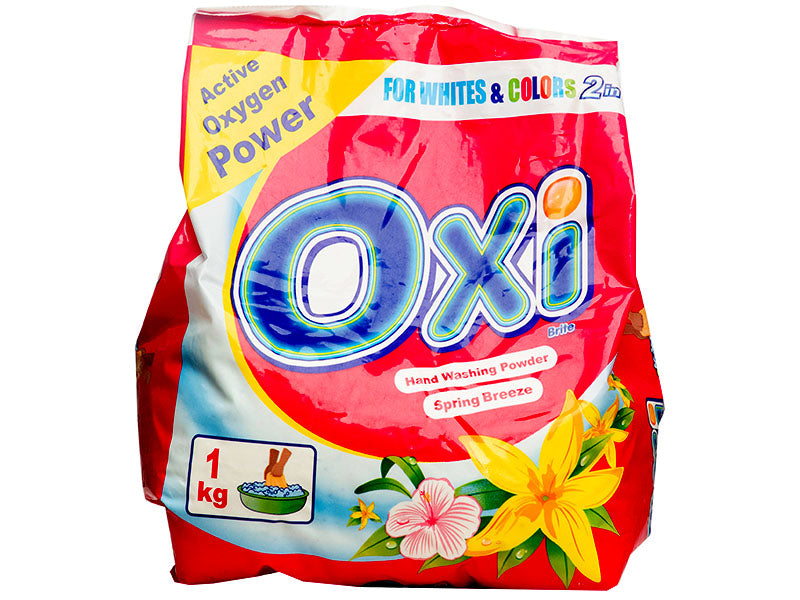 Oxi hand washing powder bag, red and pink with spring breeze florals, 1 kg