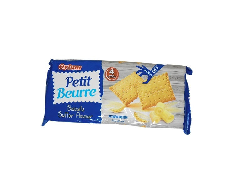 Oylum Petit Beurre butter-flavor biscuits in blue wrapper, 4 biscuits shown