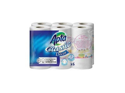 PTA kitchen towel 6-pack, white paper rolls in wrap packaging