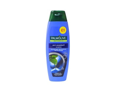 Palmolive Anti-Dandruff shampoo bottle, blue with green cap, 350ml