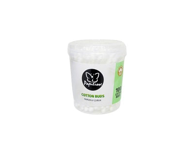 Cotton buds, 100-count, clear container with white buds