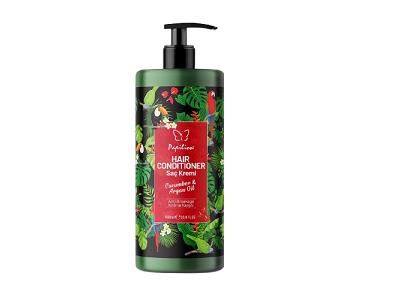 Papilion hair conditioner pump bottle, dark green with red label, 1L Argon Oil