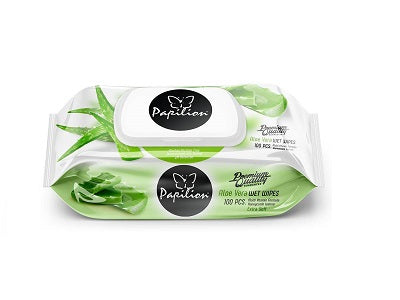 Aloe wet wipes, 100-count, white and green pack