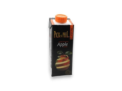 Pick N Peel Apple juice carton with orange cap