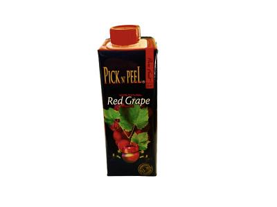 Pick N Peel Red Grape juice carton with red cap