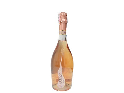 Poeti Bottega rose brut champagne bottle, 75 cl, pink foil and rose-colored glass