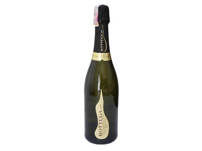 Champagne bottle with dark glass, gold label, and foil-wrapped neck