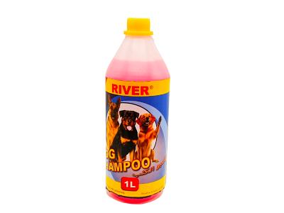 Dog shampoo bottle with yellow cap, 1L, colorful dog label