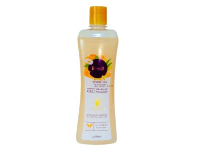 Rivoli shower gel bottle, pale yellow with gold cap and flip-top opening
