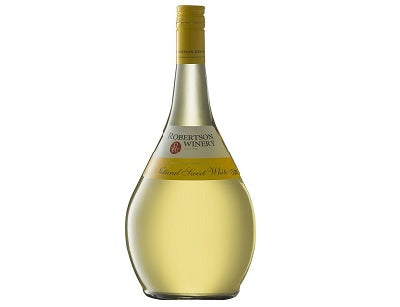 Light yellow wine bottle with gold cap and minimal label