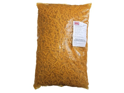 Bag of dried spiral pasta, golden-brown, 5 kg
