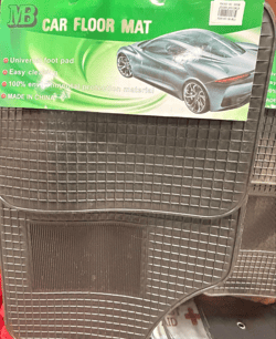 Universal car floor mat with dark grid pattern and contoured ridges