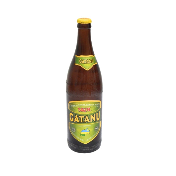 Skol Gatanu 65 cl beer bottle with yellow cap and dark label