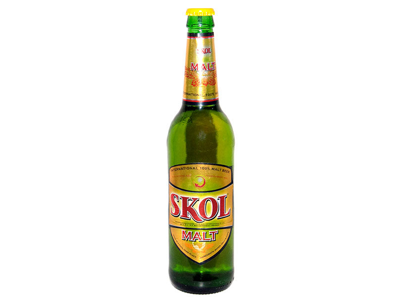Skol Malt 65cl green glass bottle with yellow cap and amber label