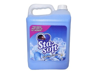 Sta-Soft fabric softener 5L jug, blue jug with carry handle and Spring Fresh label